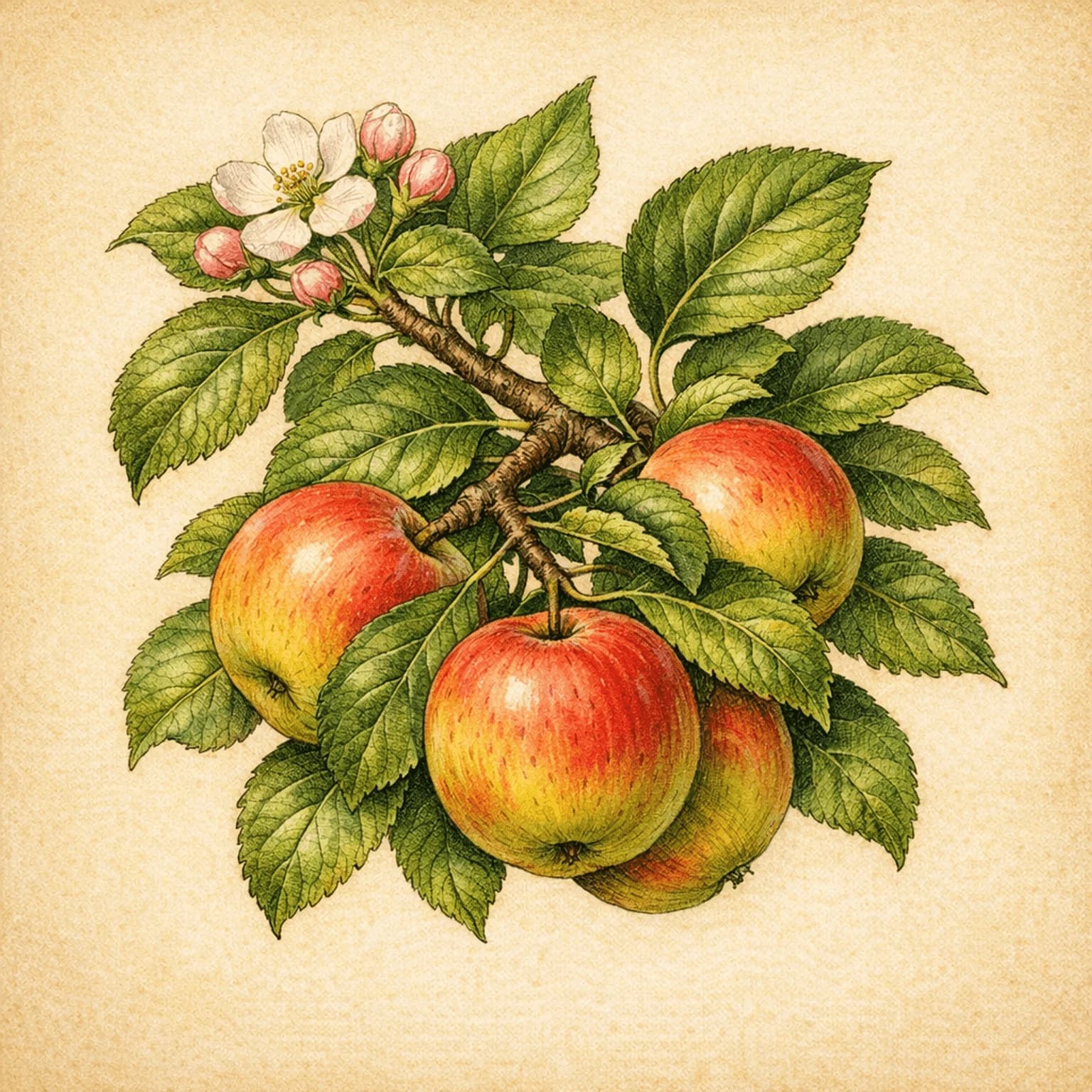 Botanisk plancheillustration af Æble