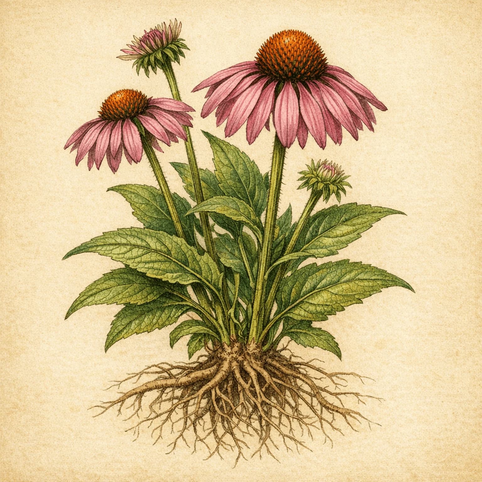 Botanisk plancheillustration af Echinacea