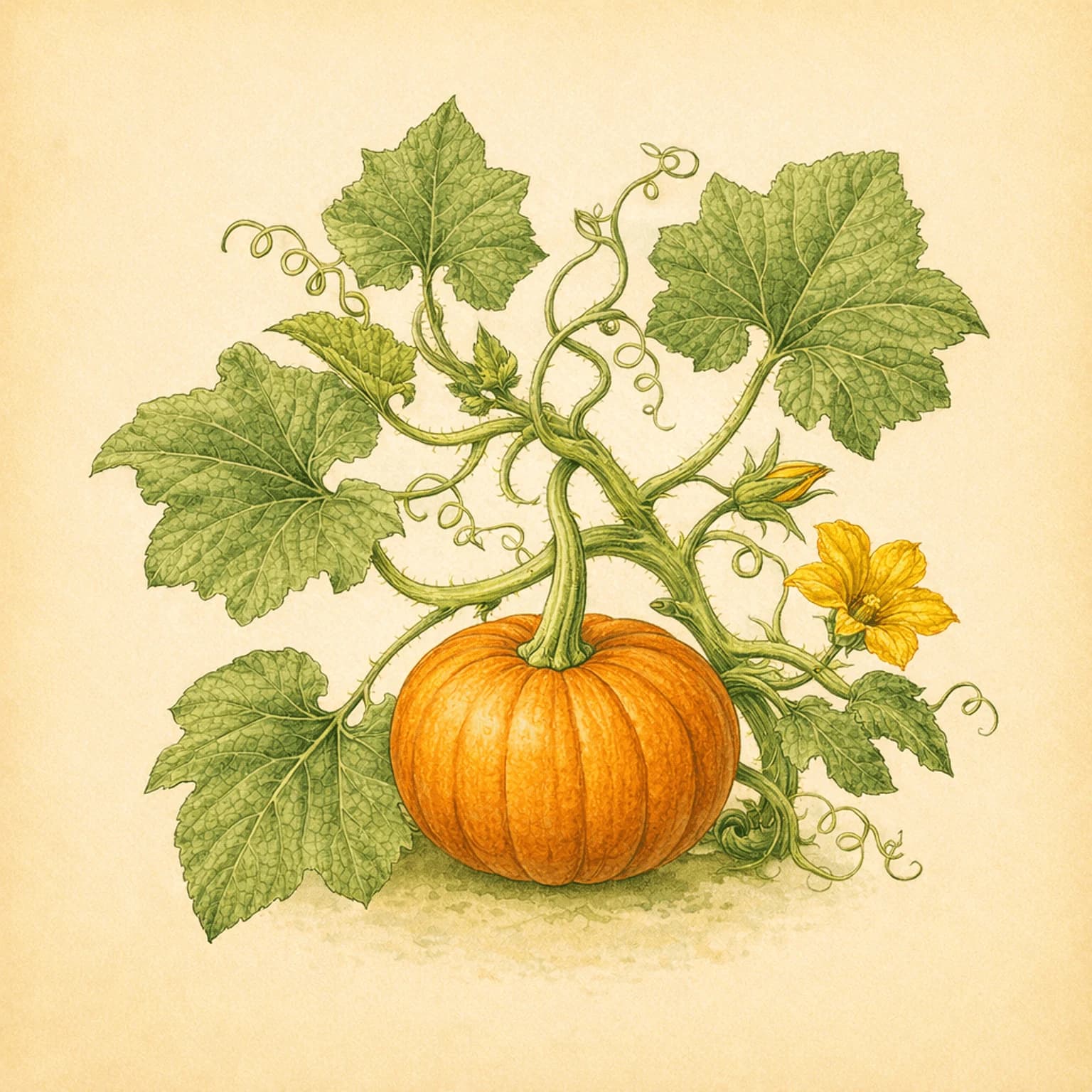 Botanisk plancheillustration af Græskar