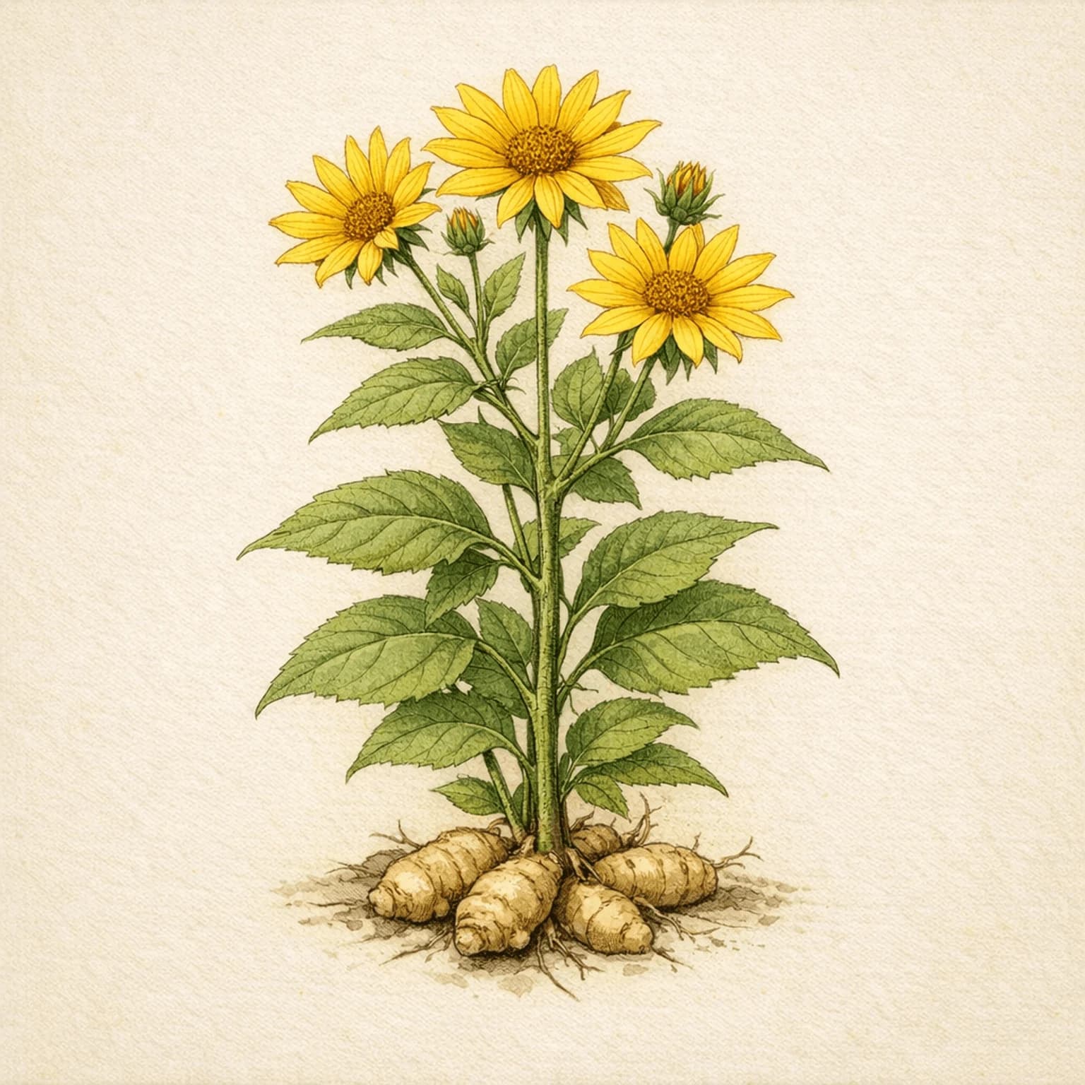 Botanisk plancheillustration af Solsikke
