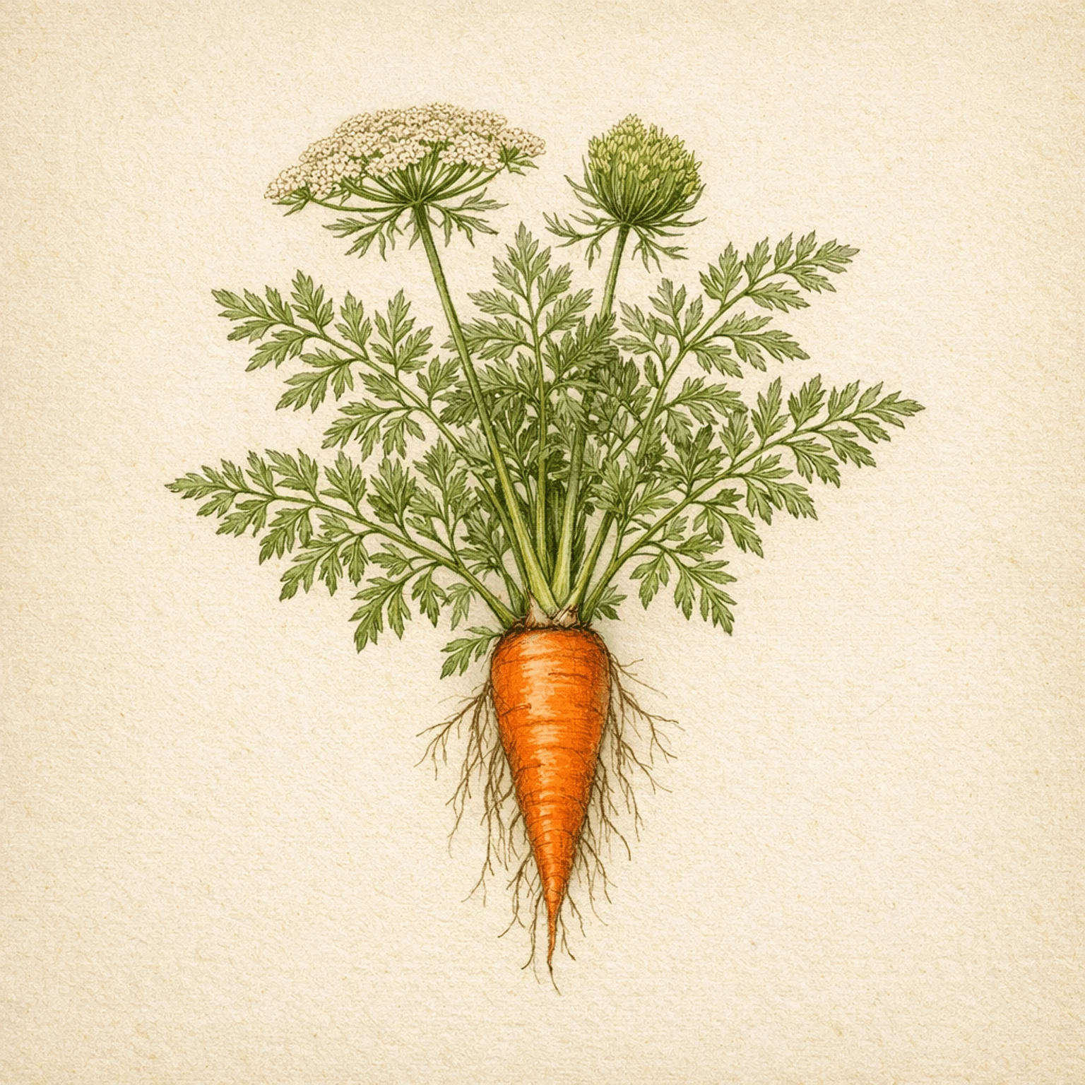 Botanisk illustration af radiser med runde røde knolde og grønne blade.